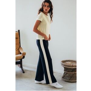 Jason Scott Colorblock Wide Leg Pants - Black & Cream, NEW